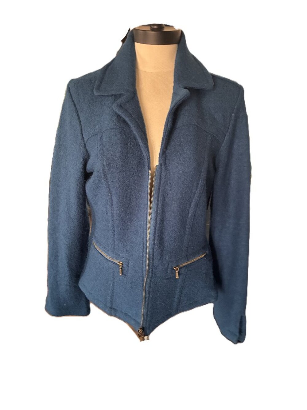TRIA Wool Teal Moto Jacket sz M
